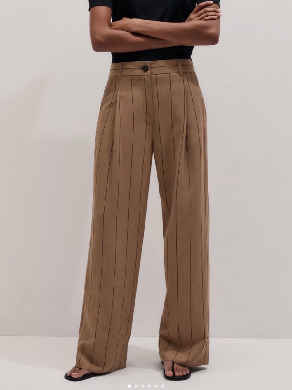 Women's Brown Pinstripe Relaxed Straight
Pant | ME+EM size 10